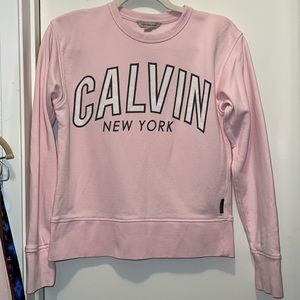 Calvin Klein New York Pastel Pink Sweater iconic long sleeves sz S sweatshirt